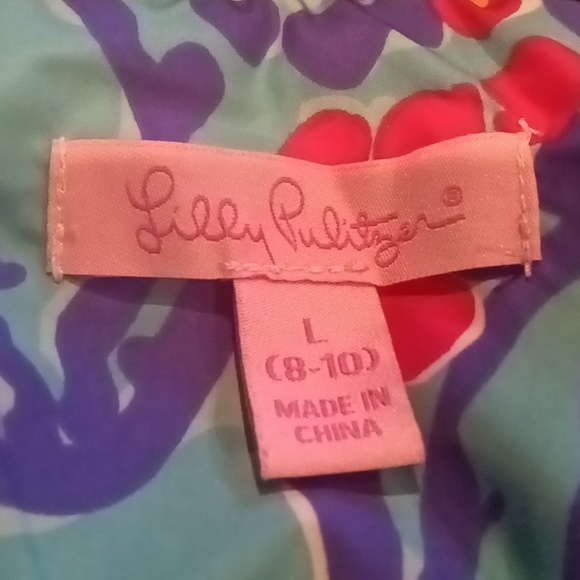 NWOT Lilly Pulitzer navy quilted floral print lining puffer vest w bow Sz Large - Picture 1 of 6